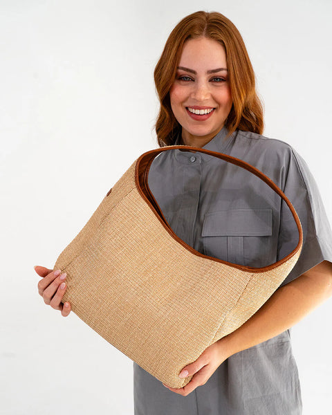 ~ ELMS+KING Arcadia Tote - Tan Pebble/Natural Weave