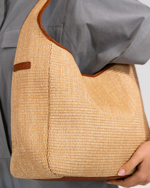~ ELMS+KING Arcadia Tote - Tan Pebble/Natural Weave