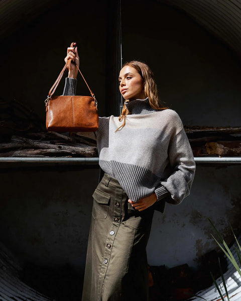 ~ ELMS+KING Burbank Crossbody Large - Tan Pebble