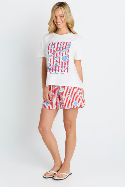 Ellia Crew Tee - Sun, Sea, Love Print