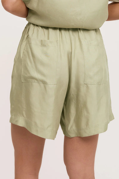 April Cupro Drawstring Short - Sage