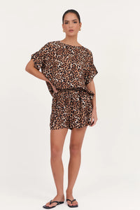 Greta Luxe Leopard Cupro Top - Leopard