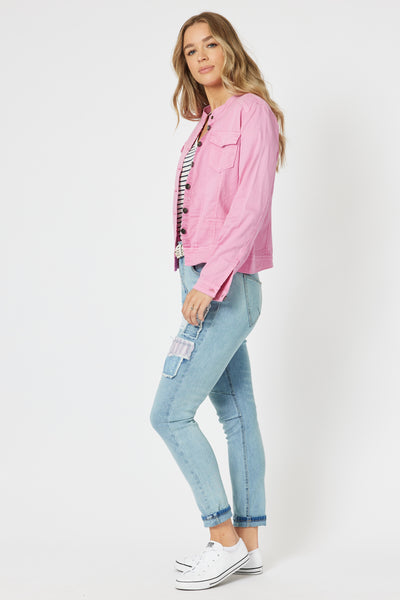 Maggie Denim Jacket - Flamingo