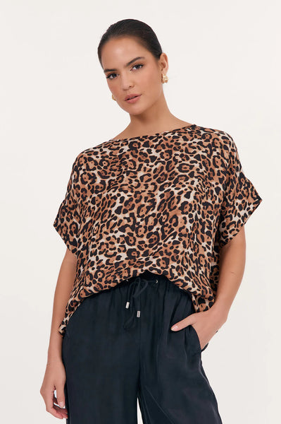 Greta Luxe Leopard Cupro Top - Leopard