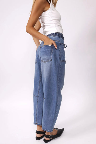 Leo Barrel Jeans - Blue Wash