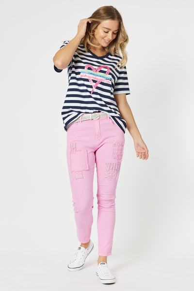 Taylor Patch Jeans - Flamingo