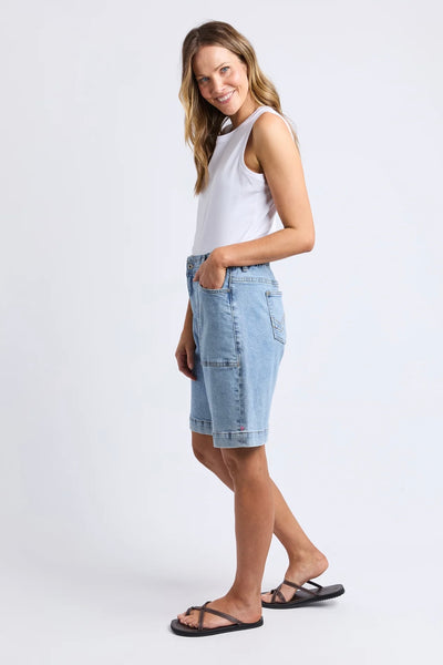 Atlas Long Denim Short - Mid Blue Wash