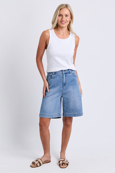 Birdie Long Denim Short - Light Blue Wash