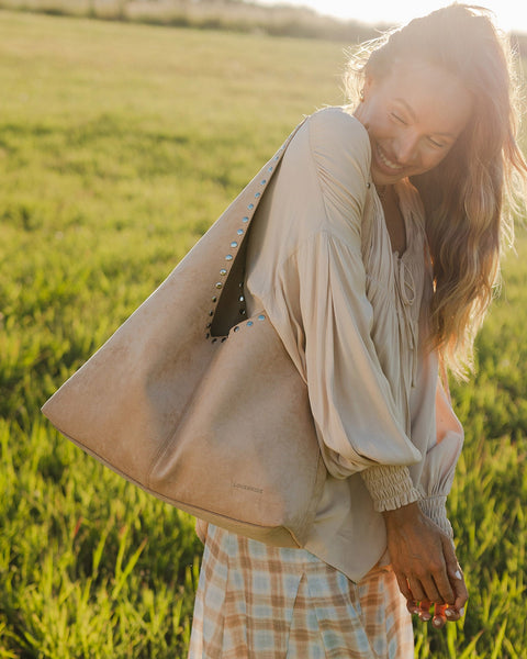 ~ LOUENHIDE Hailey Suedette Shoulder Bag - Blonde