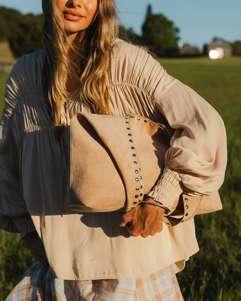 ~ LOUENHIDE Hailey Suedette Shoulder Bag - Blonde