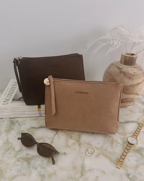 ~ LOUENHIDE The Everyday Suedette Pouch - Chocolate