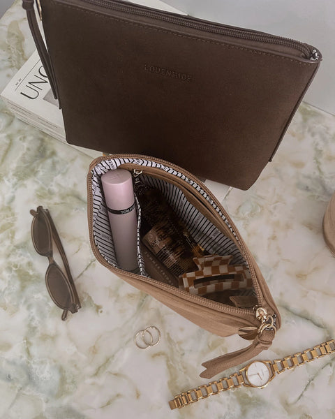 ~ LOUENHIDE The Everyday Suedette Pouch - Chocolate