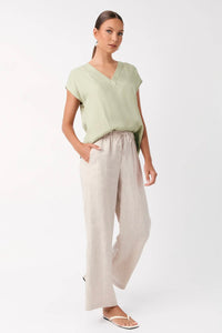 Karina Cupro V Neck Top - Sage Green