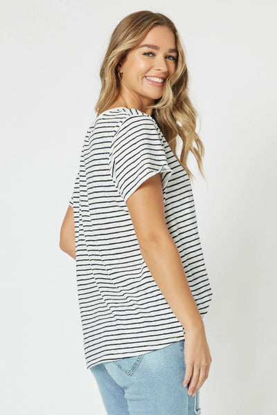 Scout Stripe Tee - Marine/White