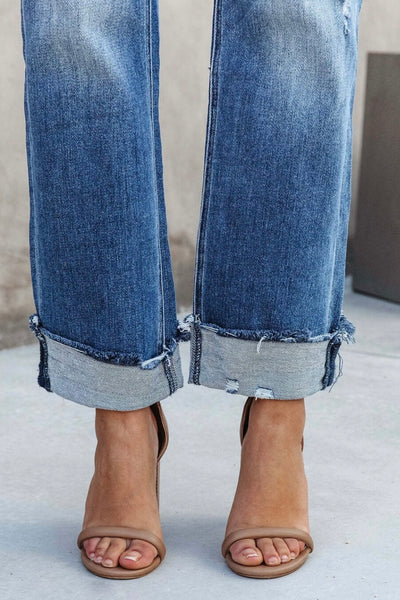 Zita Asymmetrical Fly Jeans - Mid Blue