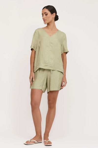 April Cupro Drawstring Short - Sage