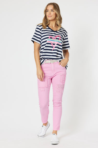 Taylor Patch Jeans - Flamingo