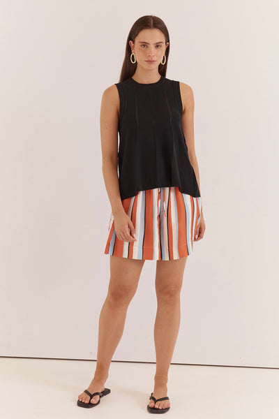 Sarah Relaxed Short - Multi Stripe Print