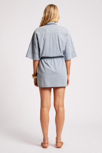Roam Tie Shirt Dress - Denim