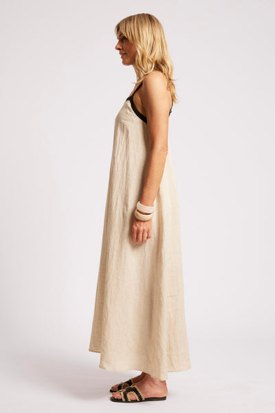 Maris Splice Tank Maxi Dress - Tusk/Black