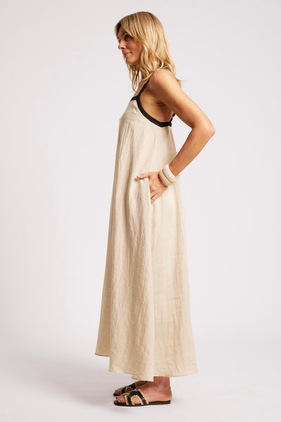 Maris Splice Tank Maxi Dress - Tusk/Black