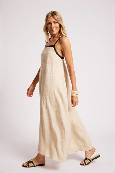 Maris Splice Tank Maxi Dress - Tusk/Black