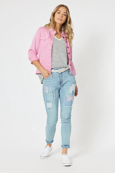 Maggie Denim Jacket - Flamingo