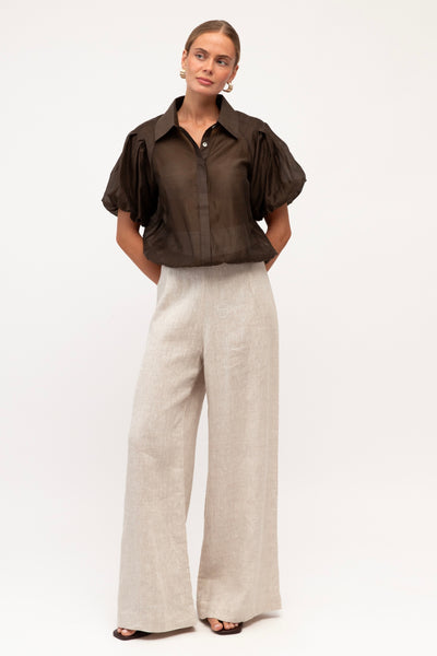 Addison Sheer Blouse - Chocolate
