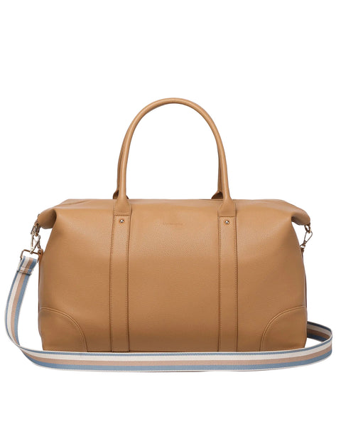 ~ LOUENHIDE Alexis Stripe Weekender TraveL Bag - Camel Stripe