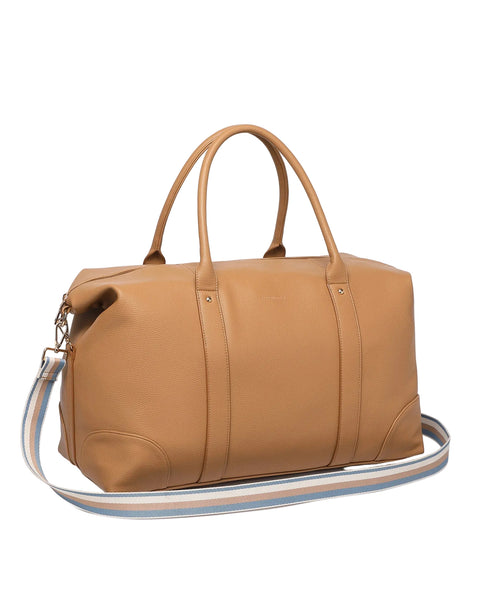 ~ LOUENHIDE Alexis Stripe Weekender TraveL Bag - Camel Stripe