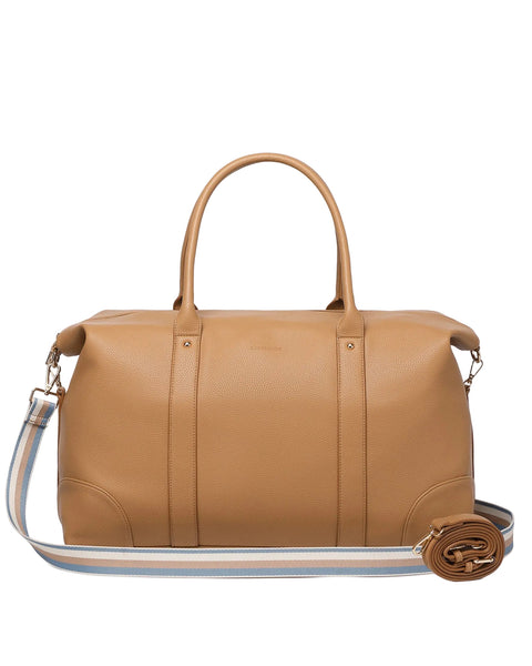 ~ LOUENHIDE Alexis Stripe Weekender TraveL Bag - Camel Stripe