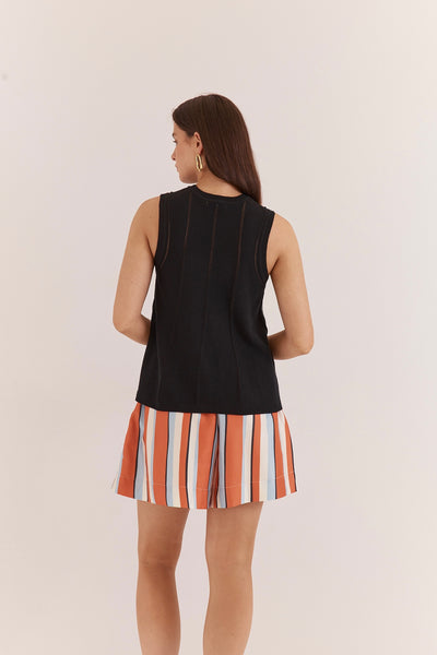 Sarah Relaxed Short - Multi Stripe Print