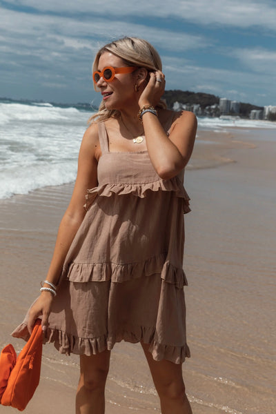 Keira Linen Dress - Tan