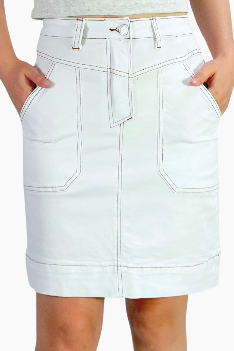 Abigail Patch Pocket Midi Skirt - White
