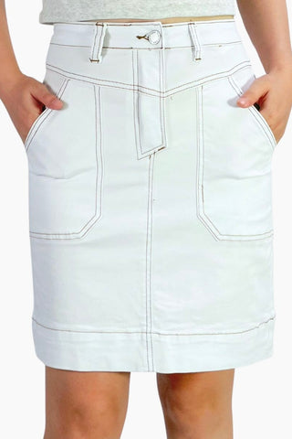 Abigail Patch Pocket Midi Skirt - White
