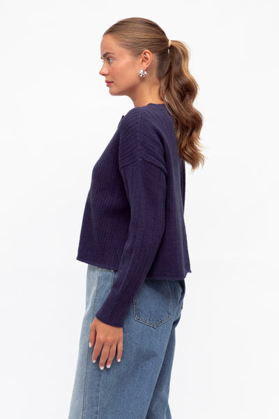 Ayana Knit Cropped Cardi - Navy