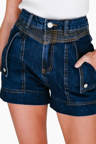 Abbie Grace Contrast Stitch Short - Indigo