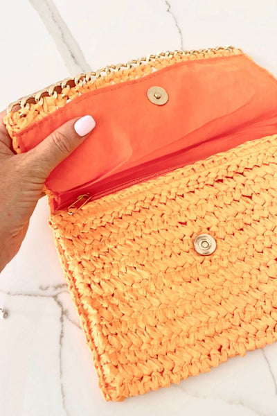 ~ Salty Safari Positano Clutch - Tangerine