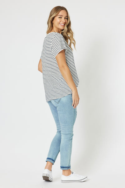 Scout Stripe Tee - Marine/White