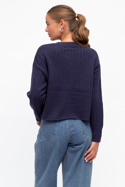 Ayana Knit Cropped Cardi - Navy