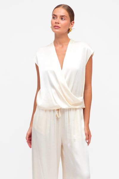 Adele Cross Front Top - Cream