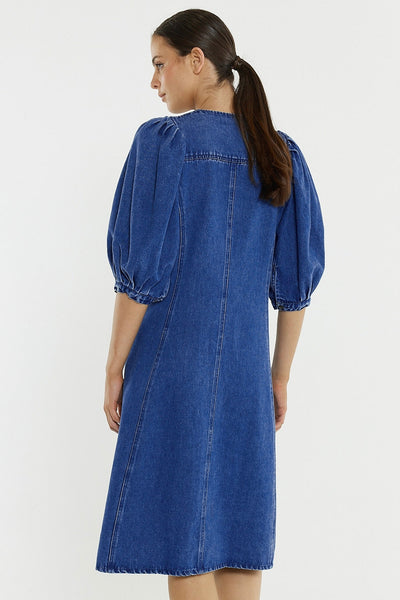 Elijah Midi Denim Dress - Classic Blue