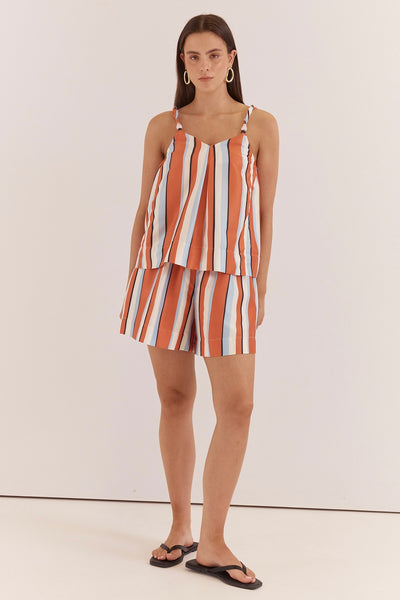 Sarah Relaxed Short - Multi Stripe Print