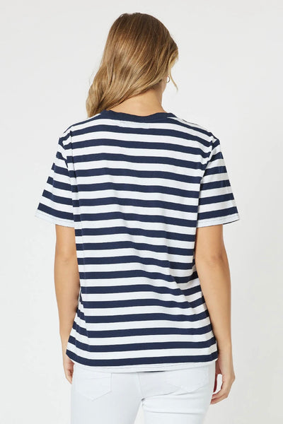 Heart Stripe Tee - Navy/White