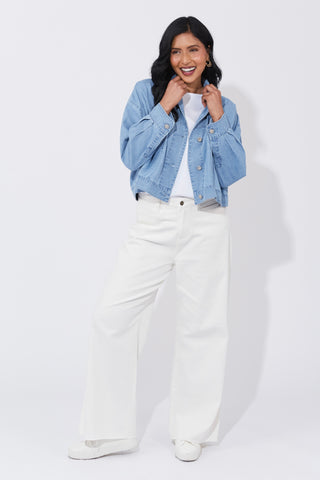 Austin Denim Crop Jacket - Denim