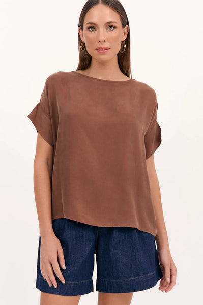 Greta Cupro Top - Chocolate