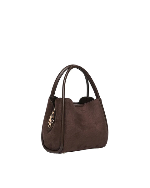 ~ LOUENHIDE Steffie Suedette Mini Tote Bag - Chocolate