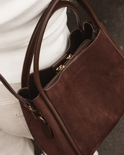 ~ LOUENHIDE Steffie Suedette Mini Tote Bag - Chocolate