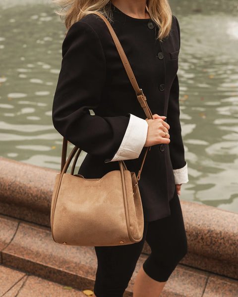 ~ LOUENHIDE Steffie Suedette Mini Tote Bag - Honey