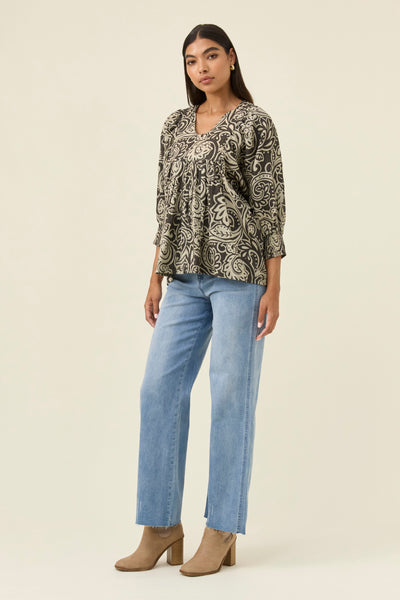 Wilma Top - Stone Paisley